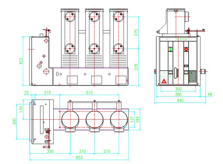 侧装式断路器外形尺寸图 侧装式断路器外形尺寸图